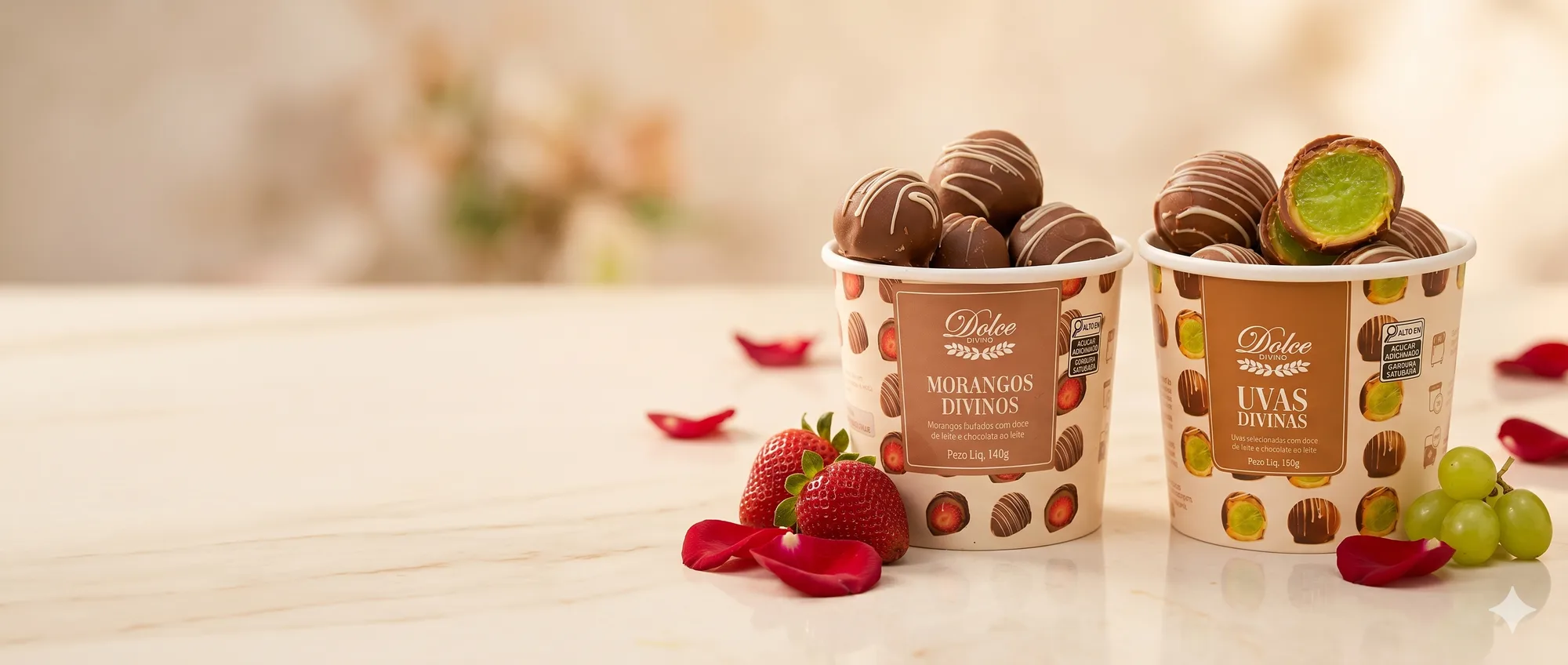 Potes de Morango Divino e Uva Divina, a Linha Divina da Dolce Divino